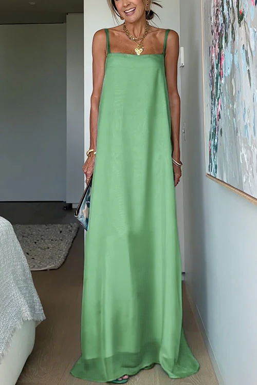 Spaghetti Strap Flowy Maxi Vacation Dress
