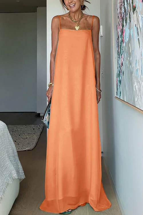 Spaghetti Strap Flowy Maxi Vacation Dress