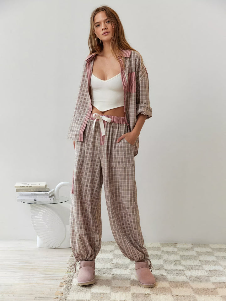 Ava 2-Piece Women's Loungewear – Checked Pajamas