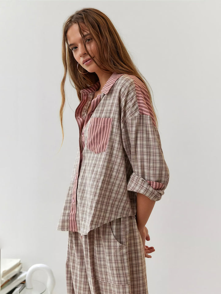 Ava 2-Piece Women's Loungewear – Checked Pajamas