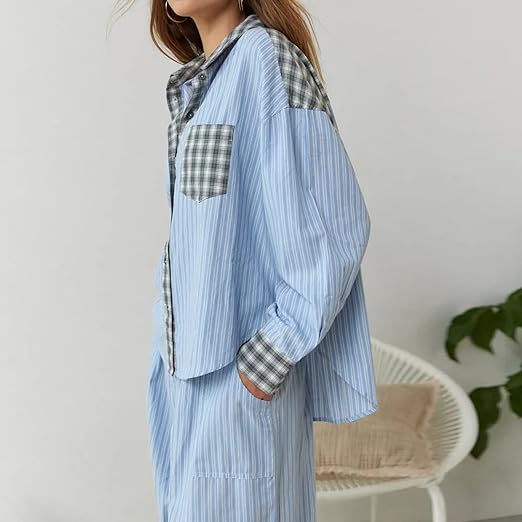 Ava 2-Piece Women's Loungewear – Checked Pajamas