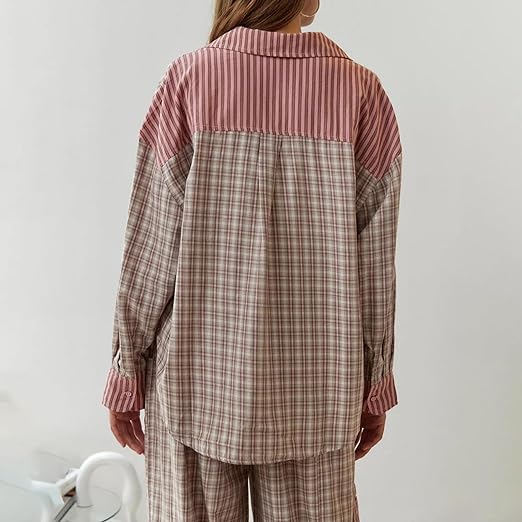 Ava 2-Piece Women's Loungewear – Checked Pajamas