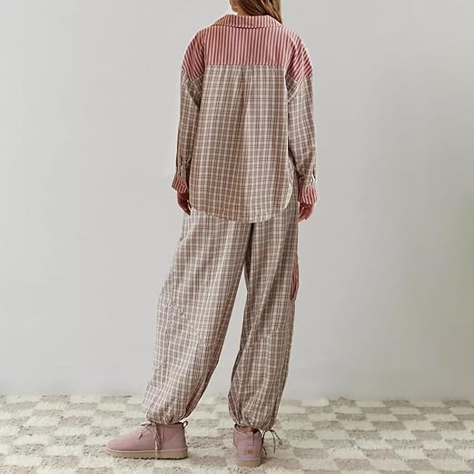 Ava 2-Piece Women's Loungewear – Checked Pajamas