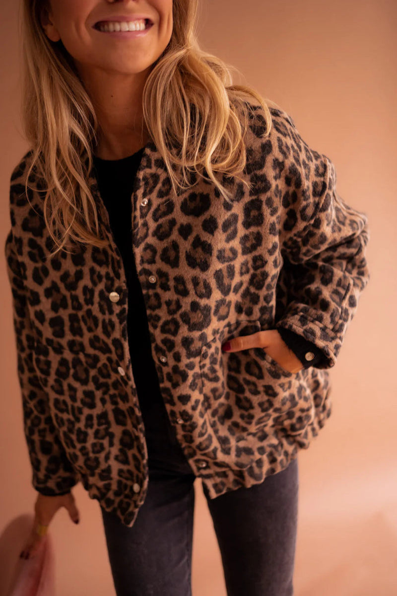 Nika Fierce Leopard Bomber