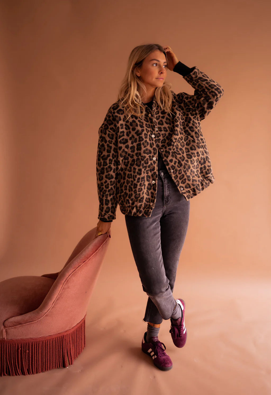 Nika Fierce Leopard Bomber