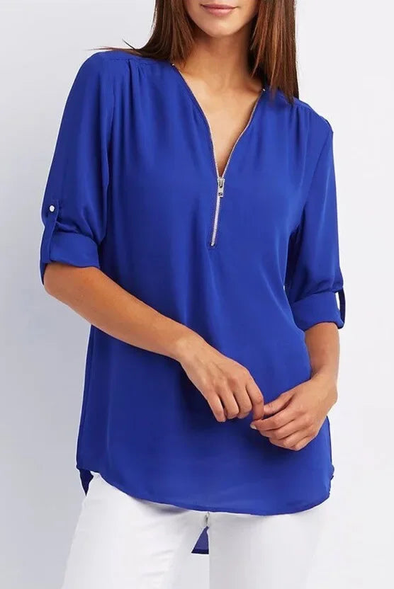 Sophia™ ZipV Chiffon Blouse