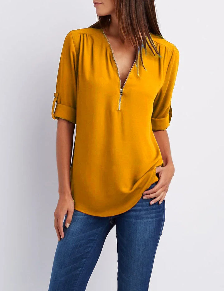 Sophia™ ZipV Chiffon Blouse