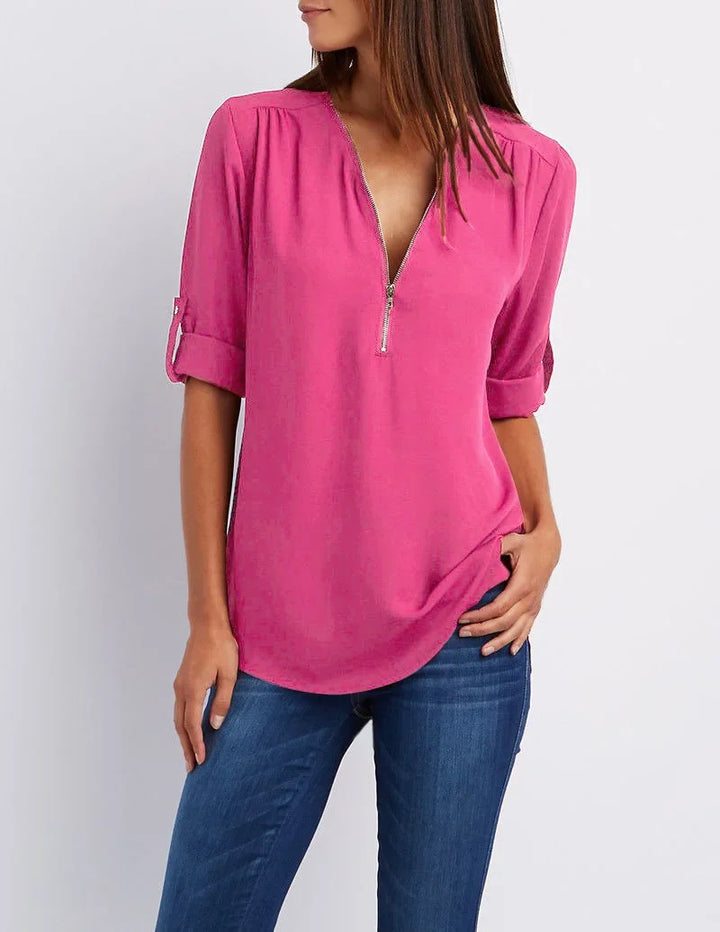 Sophia™ ZipV Chiffon Blouse